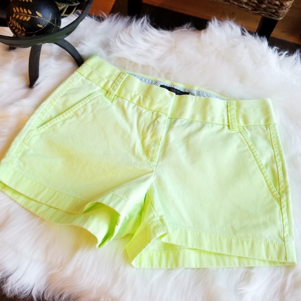 J. Crew CHINO Shorts Florescent Yellow/Green 00